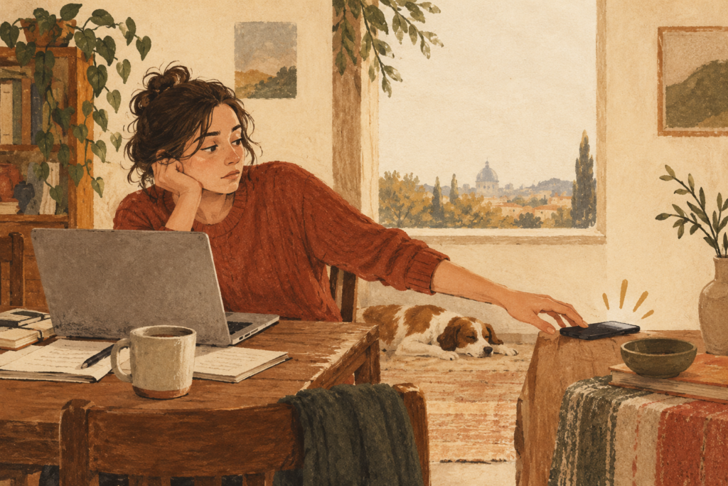 Editorial illustration for The Reason You Can't Focus Anymore Isn't Willpower. It's Boredom Avoidance.