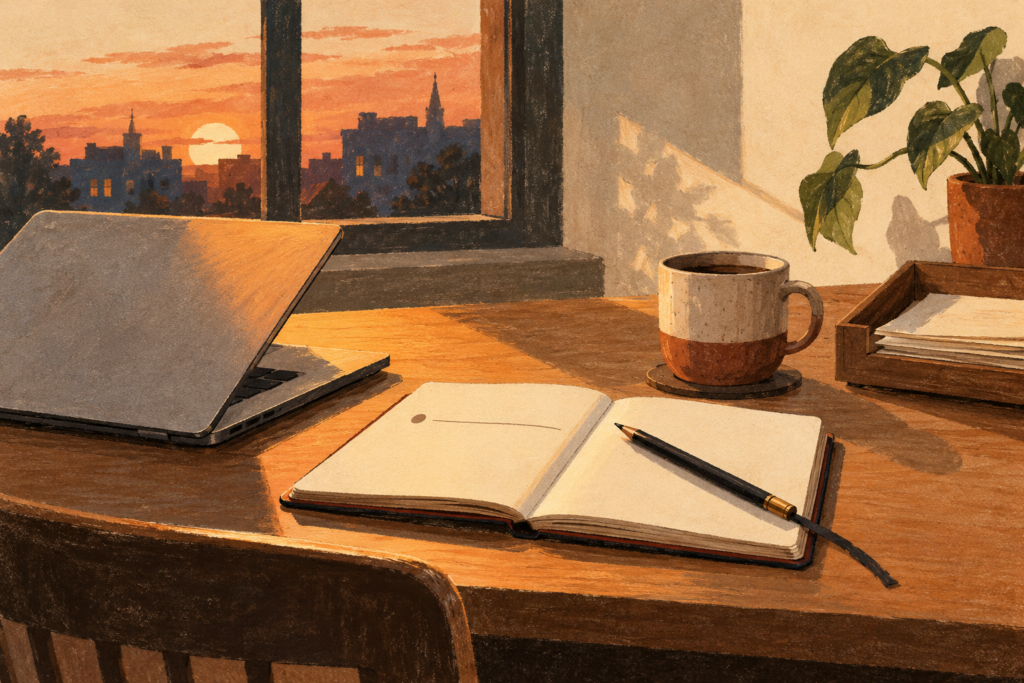 Editorial illustration for How to Write Tomorrow's One Thing Before You Close the Laptop